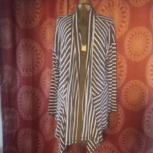 Striped Open-Front Cardigan Sweater